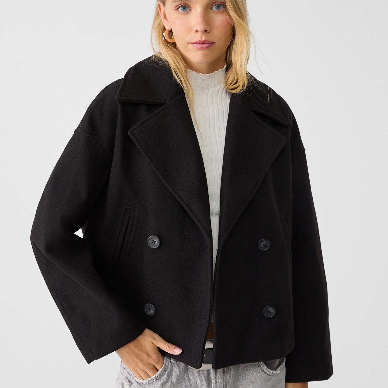 Stylish Double-Breasted Short Coat | Clara