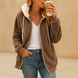 Long fleece vest with hood for women | Veerle