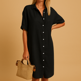 Long shirt dress with short sleeves for women | Milou
