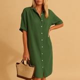 Long shirt dress with short sleeves for women | Milou