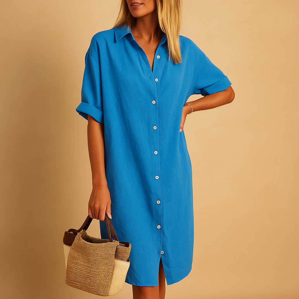 Long shirt dress with short sleeves for women | Milou