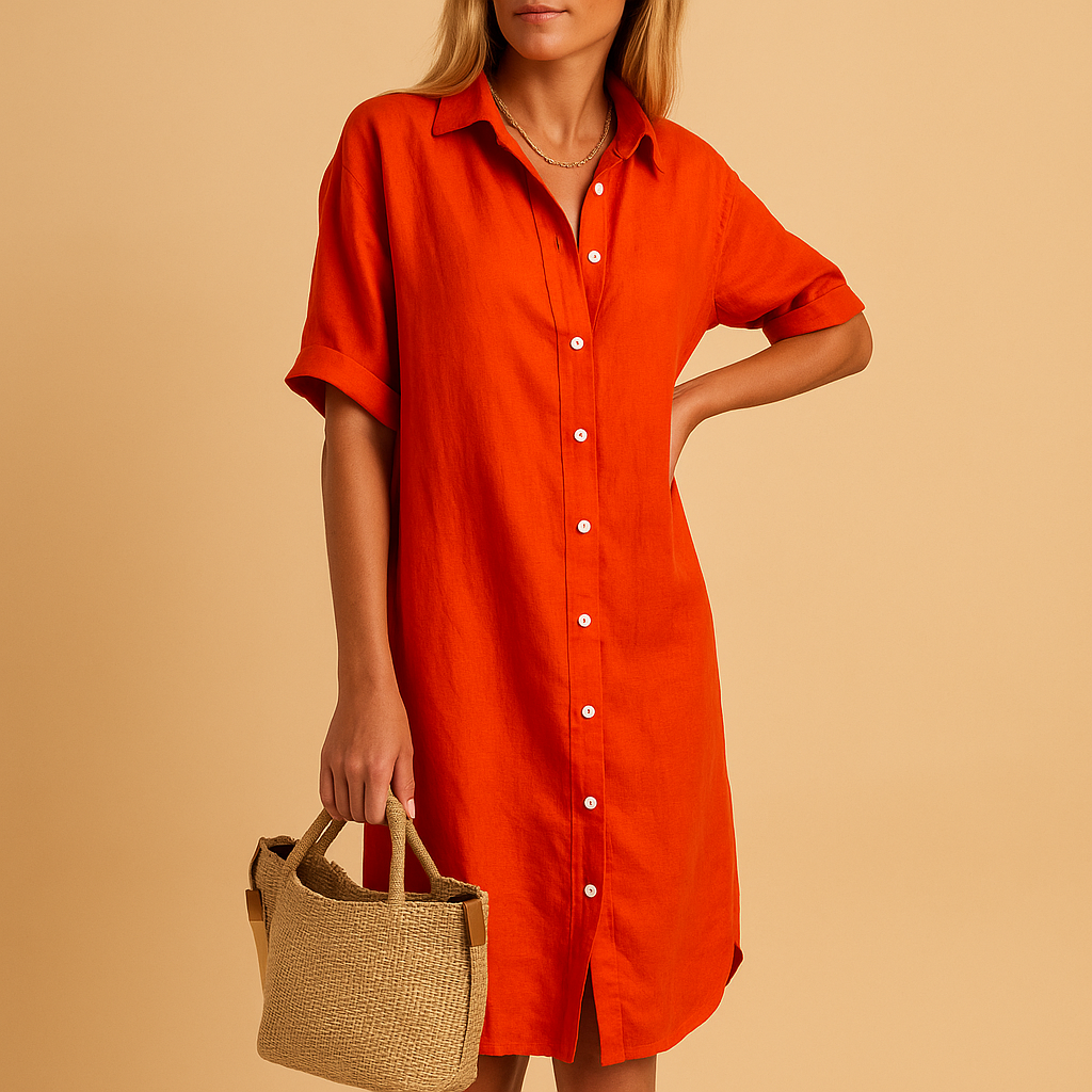 Long shirt dress with short sleeves for women | Milou