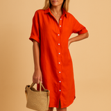 Long shirt dress with short sleeves for women | Milou