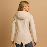 Long water-repellent raincoat with hood for women | Femke