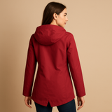 Long water-repellent raincoat with hood for women | Femke