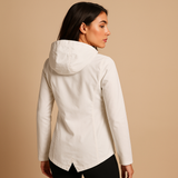 Long water-repellent raincoat with hood for women | Femke