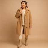 Long teddy coat in beige for women | Nienke