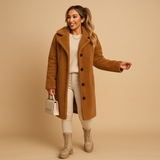 Long teddy coat in beige for women | Nienke