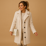 Long teddy coat in beige for women | Nienke