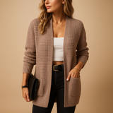 Long V-neck cardigan with pockets for women | Lianne