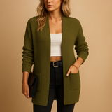 Long V-neck cardigan with pockets for women | Lianne