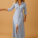 Long summer dress with a loose fit and short sleeves for women | Yara