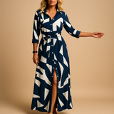 Long summer dress with a loose fit and short sleeves for women | Yara