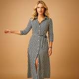 Long summer dress with a loose fit and short sleeves for women | Yara