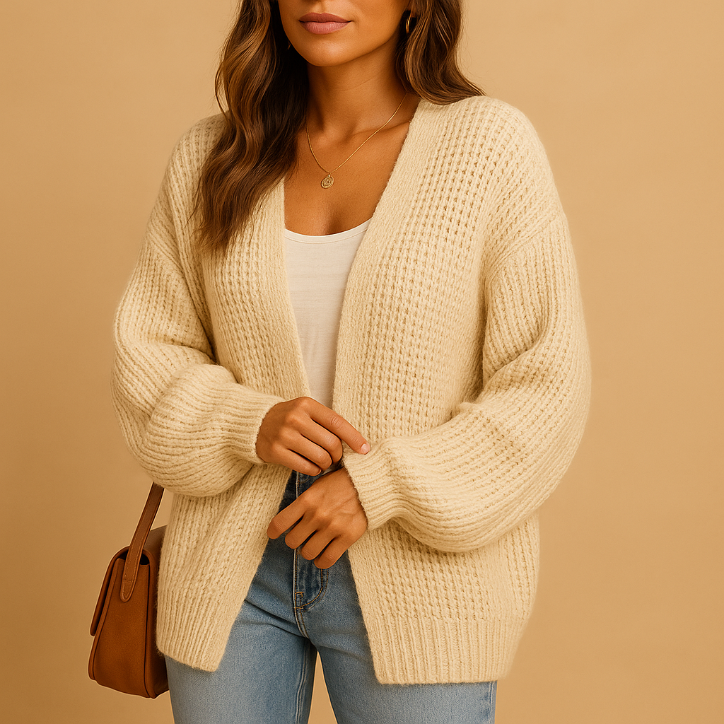 Loose-knit open women’s cardigan with a casual fit | Elina