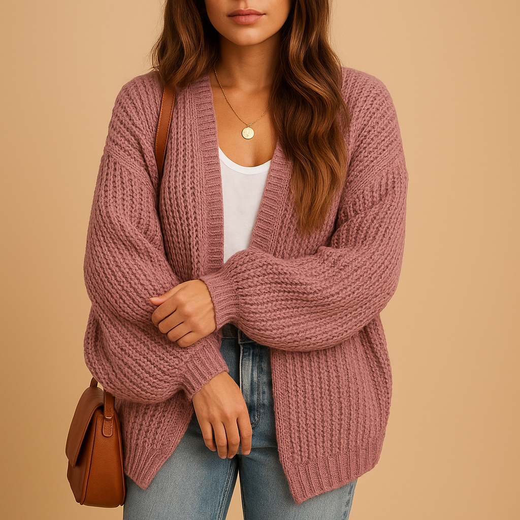 Loose-knit open women’s cardigan with a casual fit | Elina