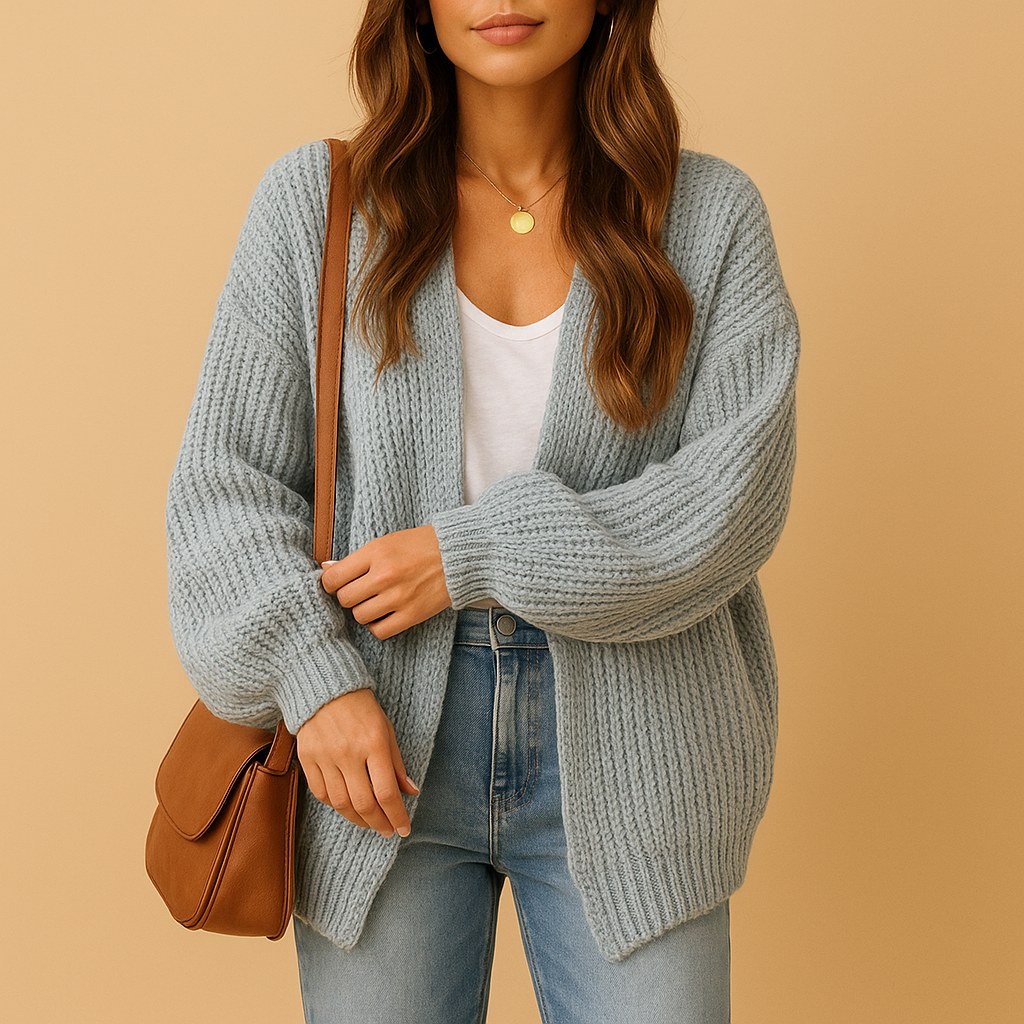 Loose-knit open women’s cardigan with a casual fit | Elina