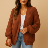 Loose-knit open women’s cardigan with a casual fit | Elina