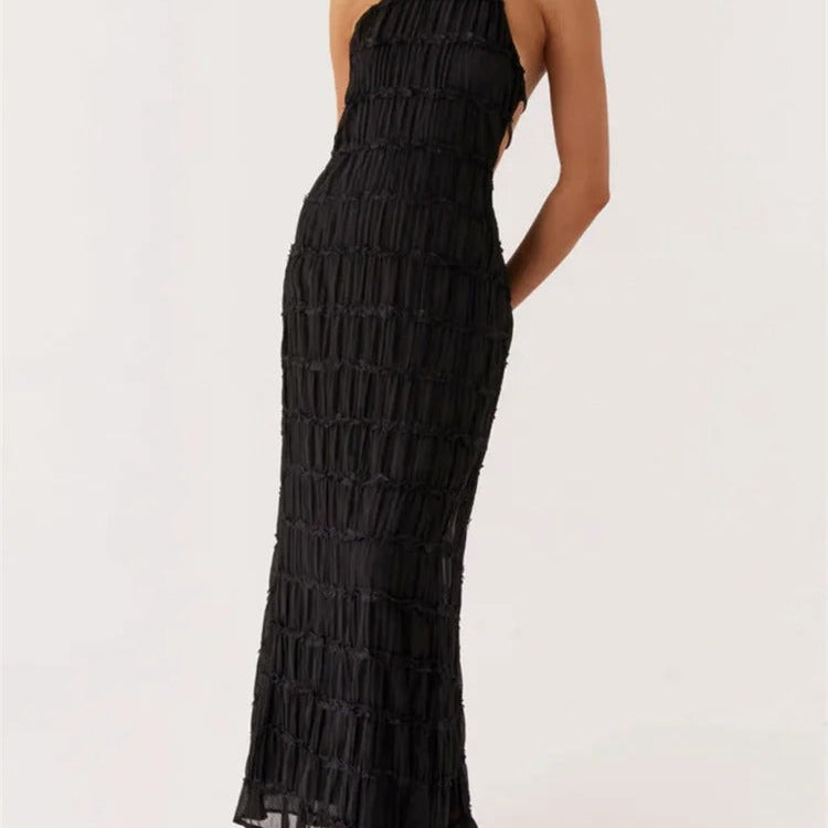 Closette | Halter Neck Pleated Maxi Dress For Woman