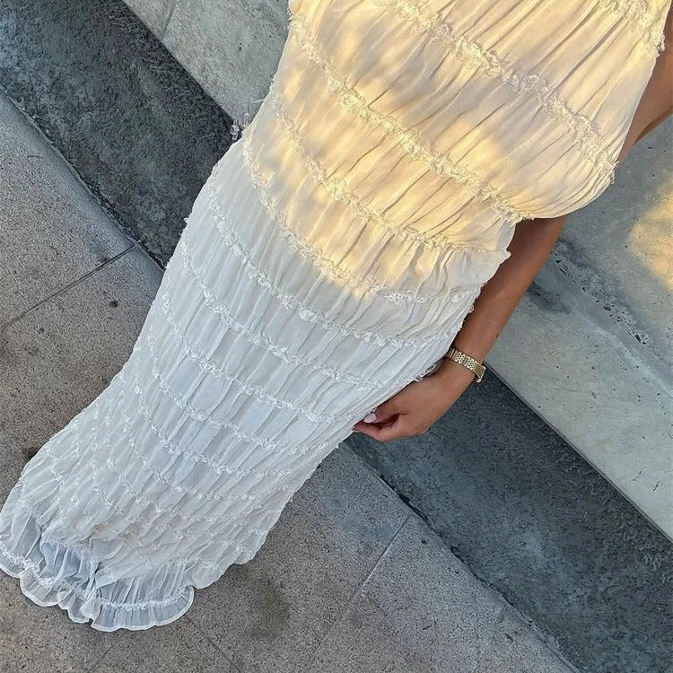 Closette | Halter Neck Pleated Maxi Dress For Woman