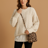 Oversized chunky knitted women's sweater with round neck | Lotte