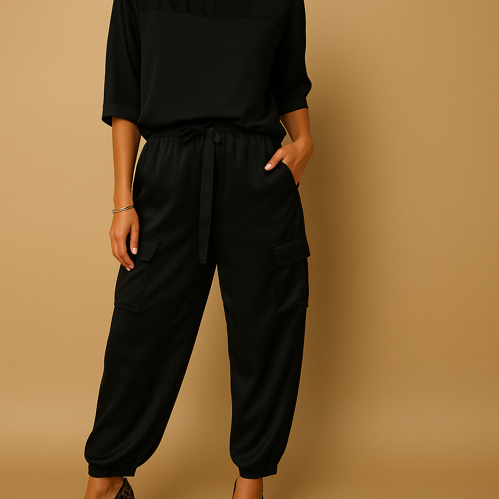 Satin two-piece set with half sleeve top for women | Amélie