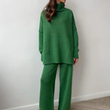 Relaxed Turtleneck Knit Lounge Set with Wide-Leg Trousers | Isyra