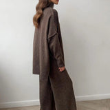 Relaxed Turtleneck Knit Lounge Set with Wide-Leg Trousers | Isyra