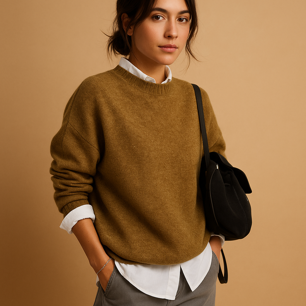 Wool women's sweater with elegant fit and minimalist finish | Mireille