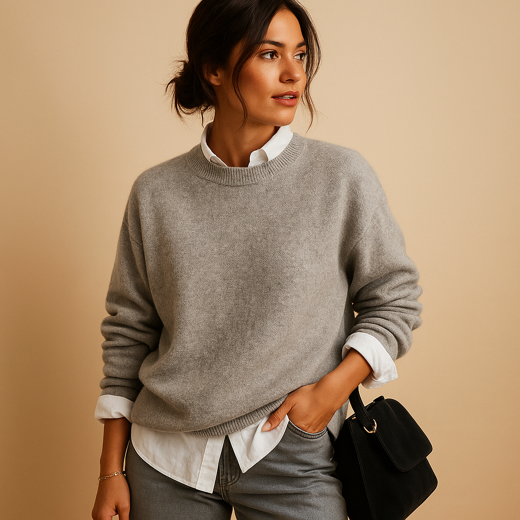 Wool women's sweater with elegant fit and minimalist finish | Mireille