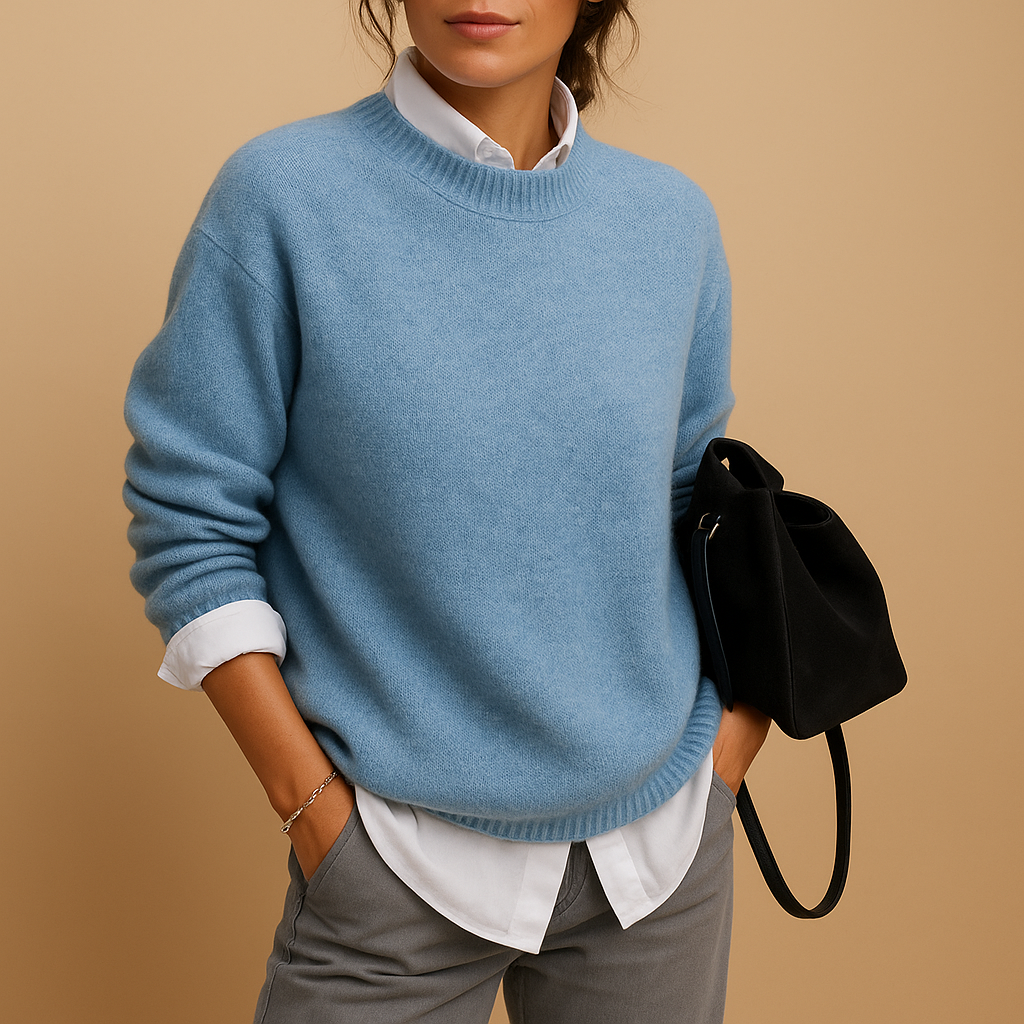 Wool women's sweater with elegant fit and minimalist finish | Mireille
