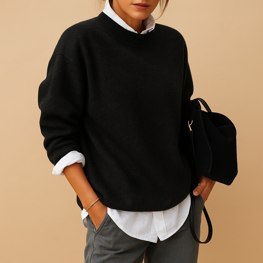 Wool women's sweater with elegant fit and minimalist finish | Mireille